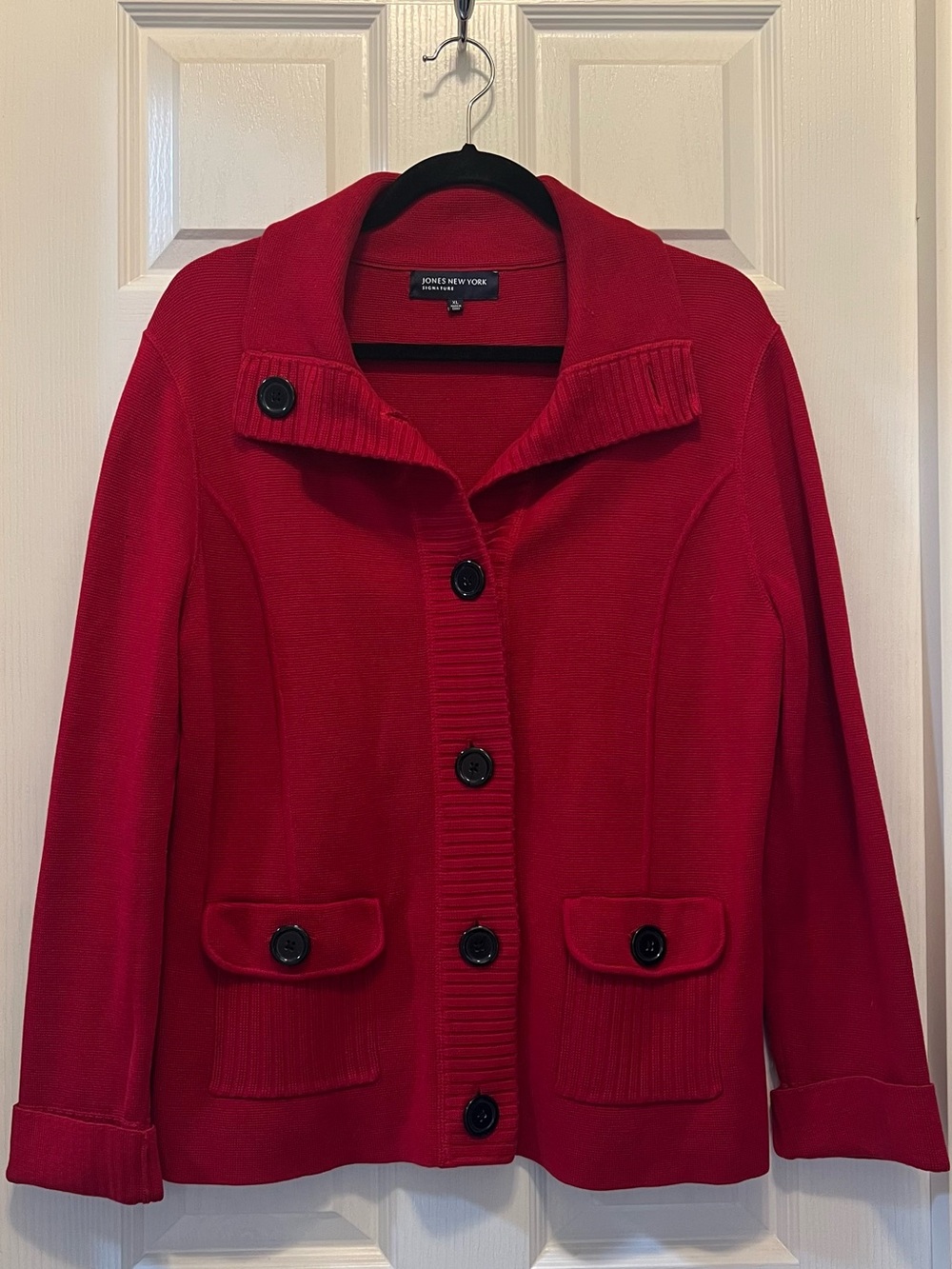 Jones New York Red Knit Signature Jacket